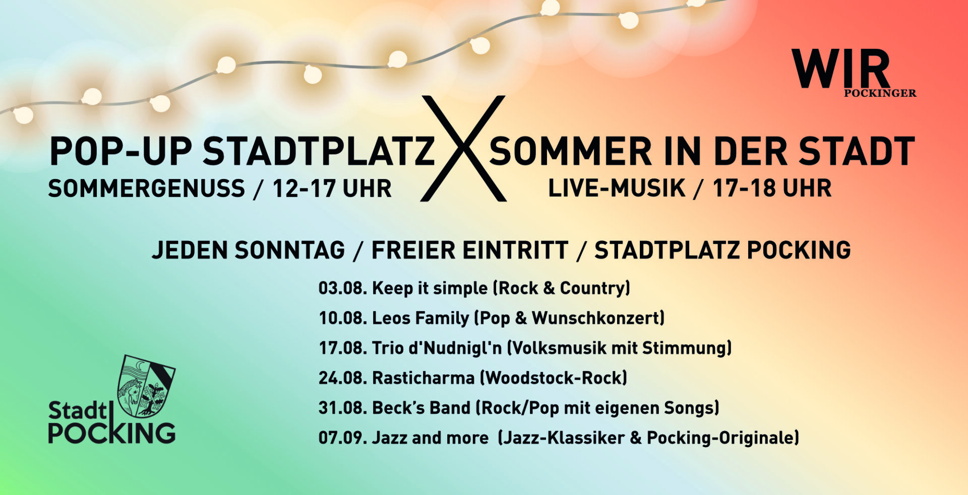 Grafik Bauzaunbanner Pop.Up Stadtplatz und Sommer in der Stadt